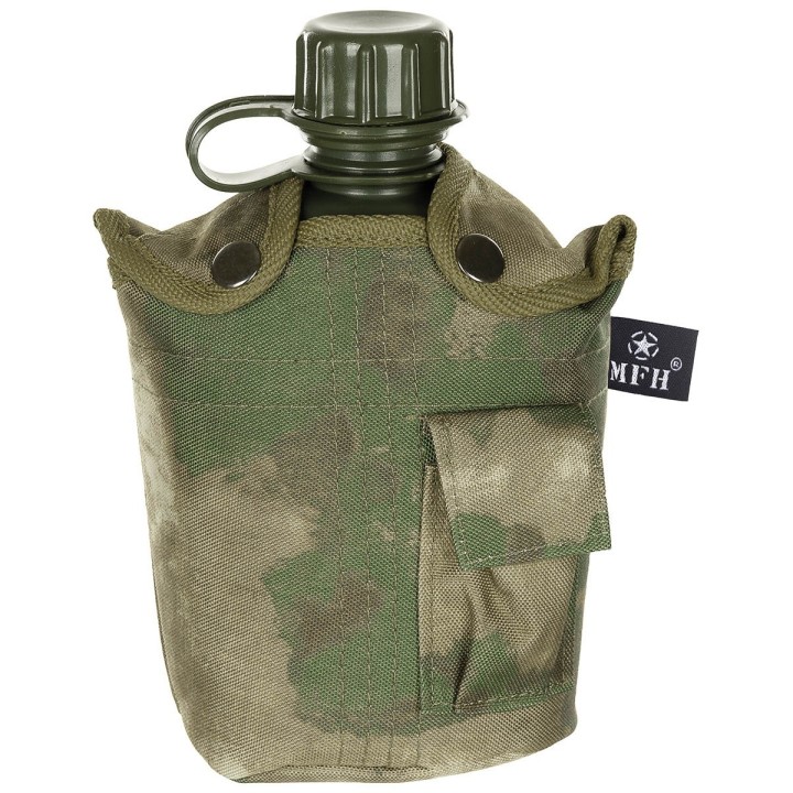 MFH US Feldflasche 1L Kunststoff BPA-frei mit Hülle HDT-camo Restposten