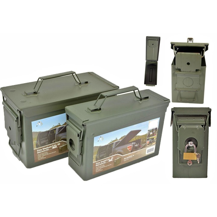 US Munitionskiste oliv klein und medium mit Schloss neu