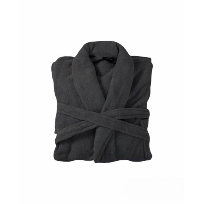 Bademantel flauschig » Saunamantel in Teddy-Plüsch Qualität » leichter/dünner Morgenmantel 100 cm lang » unisex - Anthrazit