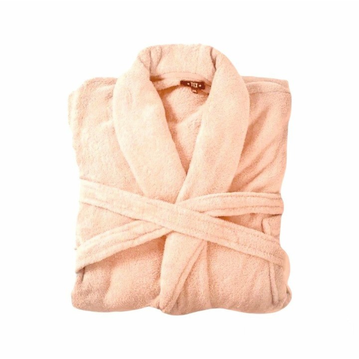 Bademantel flauschig » Saunamantel in Teddy-Plüsch Qualität » leichter/dünner Morgenmantel 100 cm lang » unisex - Apricot