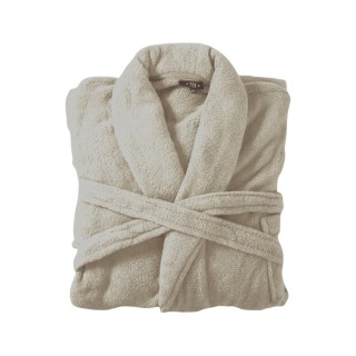Bademantel flauschig » Saunamantel in Teddy-Plüsch Qualität » leichter/dünner Morgenmantel 100 cm lang » unisex - Beige