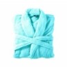 Bademantel flauschig » Saunamantel in Teddy-Plüsch Qualität » leichter/dünner Morgenmantel 100 cm lang » unisex - Cyan
