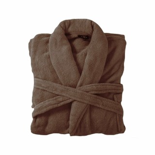 Bademantel flauschig » Saunamantel in Teddy-Plüsch Qualität » leichter/dünner Morgenmantel 100 cm lang » unisex - Dunkelbraun