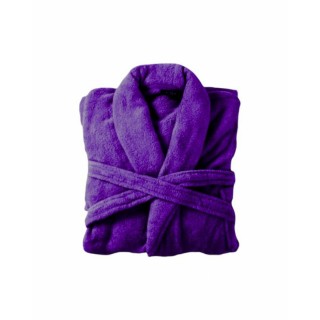 Bademantel flauschig » Saunamantel in Teddy-Plüsch Qualität » leichter/dünner Morgenmantel 100 cm lang » unisex - Dunkellila