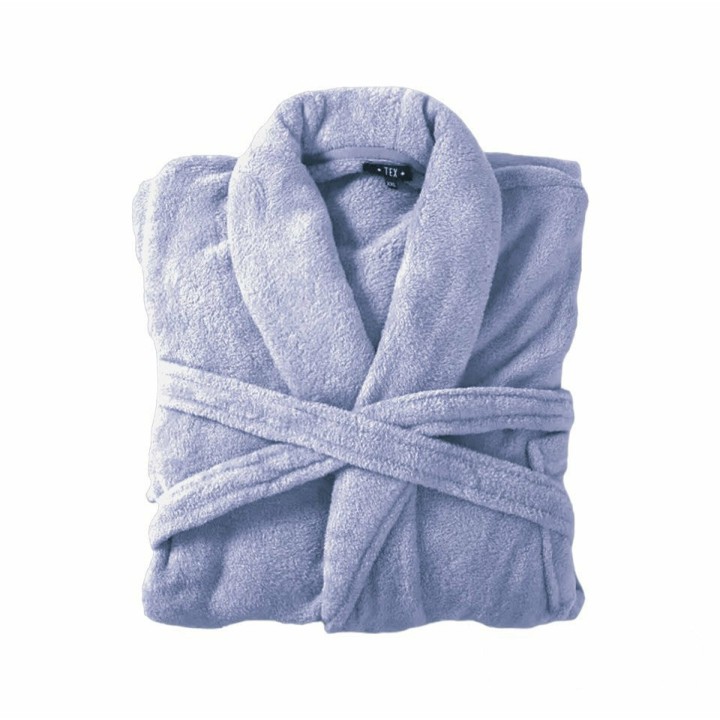 Bademantel flauschig » Saunamantel in Teddy-Plüsch Qualität » leichter/dünner Morgenmantel 100 cm lang » unisex - Dunkles Lil