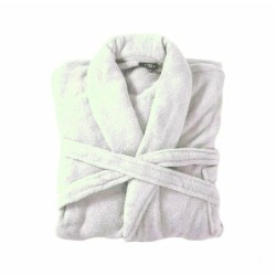 Bademantel flauschig » Saunamantel in Teddy-Plüsch Qualität » leichter/dünner Morgenmantel 100 cm lang » unisex - Graubeige