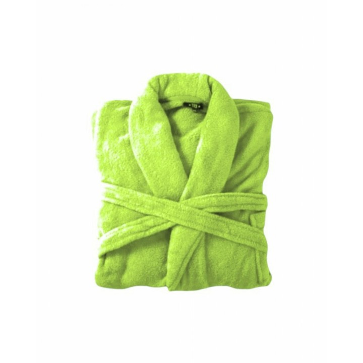 Bademantel flauschig » Saunamantel in Teddy-Plüsch Qualität » leichter/dünner Morgenmantel 100 cm lang » unisex - Grün