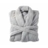 Bademantel flauschig » Saunamantel in Teddy-Plüsch Qualität » leichter/dünner Morgenmantel 100 cm lang » unisex - Hellgrau