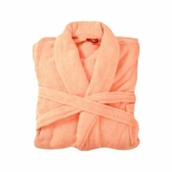 Bademantel flauschig » Saunamantel in Teddy-Plüsch Qualität » leichter/dünner Morgenmantel 100 cm lang » unisex - Lachsfarben