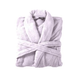 Bademantel flauschig » Saunamantel in Teddy-Plüsch Qualität » leichter/dünner Morgenmantel 100 cm lang » unisex - Lila