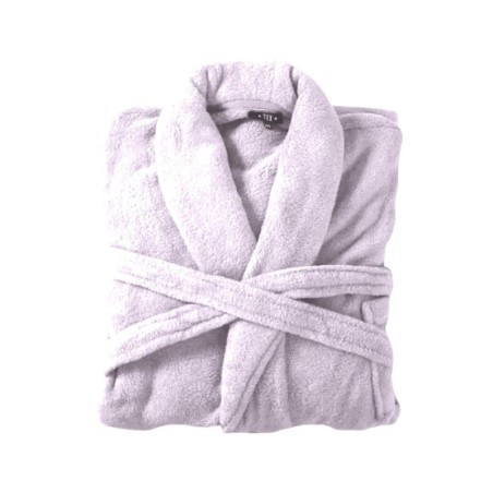 Bademantel flauschig » Saunamantel in Teddy-Plüsch Qualität » leichter/dünner Morgenmantel 100 cm lang » unisex - Lila