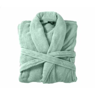 Bademantel flauschig » Saunamantel in Teddy-Plüsch Qualität » leichter/dünner Morgenmantel 100 cm lang » unisex - Mint