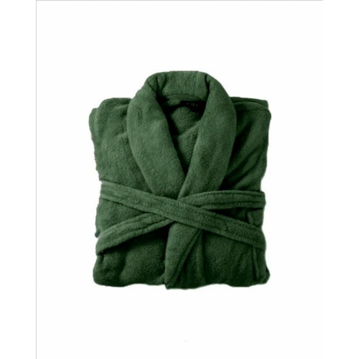 Bademantel flauschig » Saunamantel in Teddy-Plüsch Qualität » leichter/dünner Morgenmantel 100 cm lang » unisex - Moosgrün