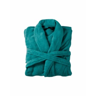 Bademantel flauschig » Saunamantel in Teddy-Plüsch Qualität » leichter/dünner Morgenmantel 100 cm lang » unisex - Türkis