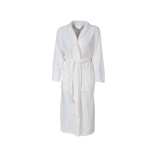 Bademantel knielang » leichter Mikrofaser Saunamantel mit Taschen » Morgenmantel mittellang - Creme / S/M