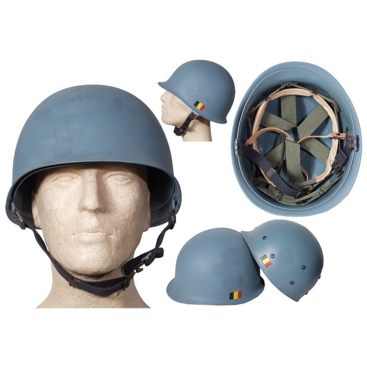 Belgischer UNO Helm M1 mit Innenhelm hellblau gebraucht