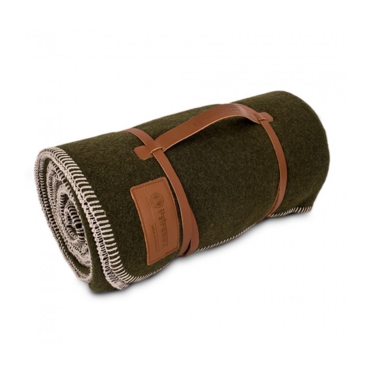 Petromax Wolldecke moosgrün/schwarz 150 x 200 cm