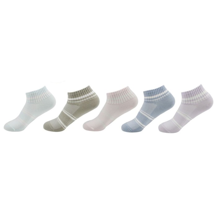 Damen Sneaker Socken » Set 5 Paar Strümpfe » 5er Pack Sneakersocken » Baumwollsocken mit elastischem Mittelfußband - B / 39-4