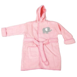 Frottée Baby Bademantel » Morgenmantel & Kleinkinder Badetuch » 100% Baumwolle » mit Kapuze, Tasche und Gürtel - Rosa / 92