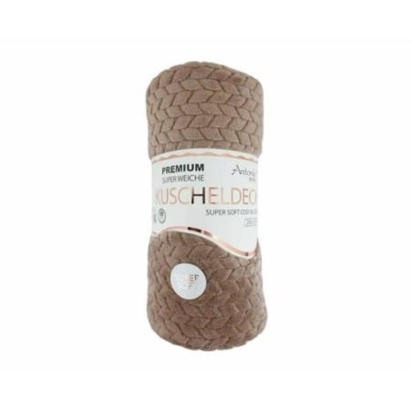 Günstige Jacquard Wohndecke » Kuscheldecke 150x200cm » Couchdecke leichter Flanell » Tagesdecke - Braun