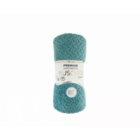 Günstige Jacquard Wohndecke » Kuscheldecke 150x200cm » Couchdecke leichter Flanell » Tagesdecke - Türkis