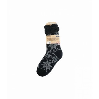 Hüttensocken » Kuschelsocken » Anti Rutsch Socke » Winter Hausschuhe » Strick Fleece in schwarz/weiß - Motiv 1