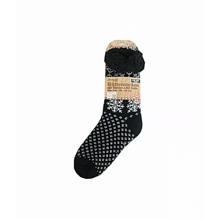 Hüttensocken » Kuschelsocken » Anti Rutsch Socke » Winter Hausschuhe » Strick Fleece in schwarz/weiß - Motiv 10