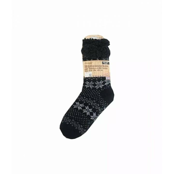 Hüttensocken » Kuschelsocken » Anti Rutsch Socke » Winter Hausschuhe » Strick Fleece in schwarz/weiß - Motiv 5