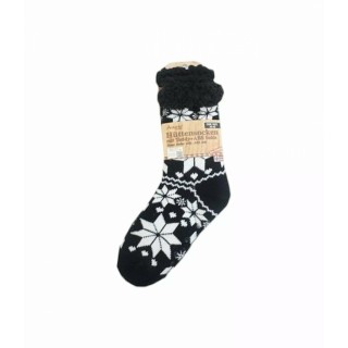 Hüttensocken » Kuschelsocken » Anti Rutsch Socke » Winter Hausschuhe » Strick Fleece in schwarz/weiß - Motiv 8