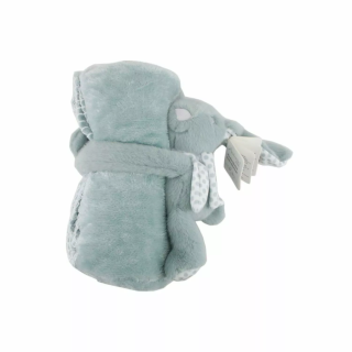 Kinder Kuscheldecke Set » Baby Plüsch Decke mit Stofftier Hase » Geschenkidee für Kleinkinder - Grün