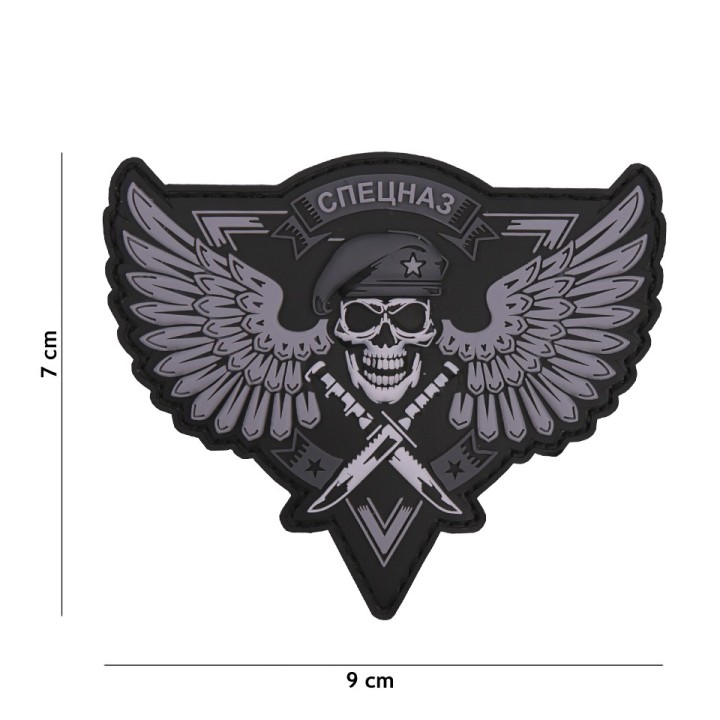 Klett Patch 3D PVC No.9073 Spetsnaz Skull schwarz/grau 7,0 x 9,0