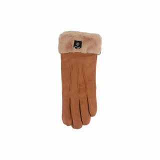 Winter Damen Handschuhe » Fingerhandschuhe mit Kunstpelz » Winterhandschuhe mit Smartphone Touch-Funktion - Kaffeebraun