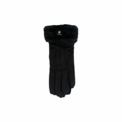 Winter Damen Handschuhe » Fingerhandschuhe mit Kunstpelz » Winterhandschuhe mit Smartphone Touch-Funktion - Schwarz