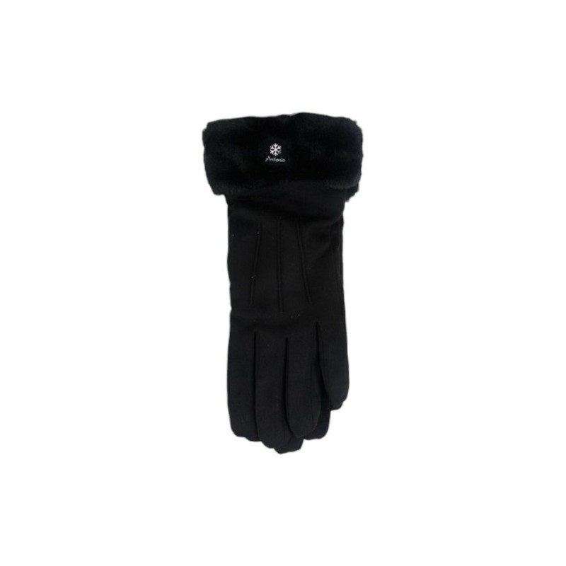 Winter Damen Handschuhe » Fingerhandschuhe mit Kunstpelz » Winterhandschuhe mit Smartphone Touch-Funktion - Schwarz