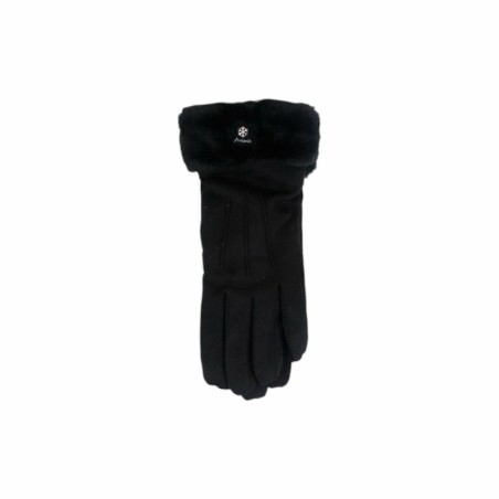Winter Damen Handschuhe » Fingerhandschuhe mit Kunstpelz » Winterhandschuhe mit Smartphone Touch-Funktion - Schwarz