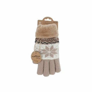 Winter Damen Handschuhe » Fingerhandschuhe Schneeflocke » Gefütterte Teddy Winterhandschuhe » Strickhandschuhe flauschig & wa