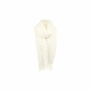 Winter Damen Schal » Fransenschal 220 x 72 cm » Damenschal in Faltenoptik » Winterschal Soft Cashmera Plissee - Creme
