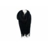 Winter Damen Schal » Fransenschal 220 x 72 cm » Damenschal in Faltenoptik » Winterschal Soft Cashmera Plissee - Schwarz