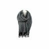 Winter Damen Schal » Fransenschal 220 x 72 cm » Damenschal in Faltenoptik » Winterschal Soft Cashmera Plissee - Schwarz-Weiß