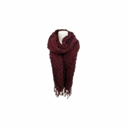 Winter Damen Schal » Fransenschal 220 x 72 cm » Damenschal in Faltenoptik » Winterschal Soft Cashmera Plissee - Weinrot