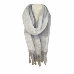 Winter Damen Schal » Winterschal Dreads Faith » warmer Damenschal mit Fransen » Winter Volumen Schal - Dunkelgrau/Hellgrau