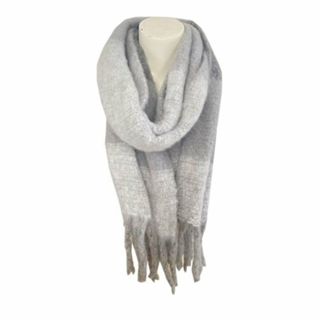 Winter Damen Schal » Winterschal Dreads Faith » warmer Damenschal mit Fransen » Winter Volumen Schal - Dunkelgrau/Hellgrau