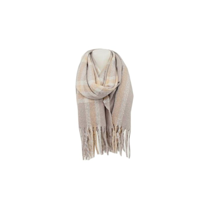 Winter Damen Schal » Winterschal kariert » Cashmera Soft » Damenschal » Fransenschal 180 x 65 cm - Beige
