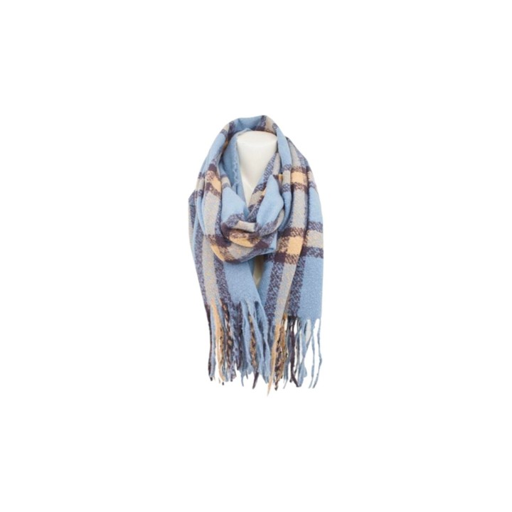 Winter Damen Schal » Winterschal kariert » Cashmera Soft » Damenschal » Fransenschal 180 x 65 cm - Blau