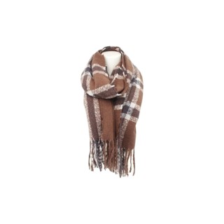 Winter Damen Schal » Winterschal kariert » Cashmera Soft » Damenschal » Fransenschal 180 x 65 cm - Braun