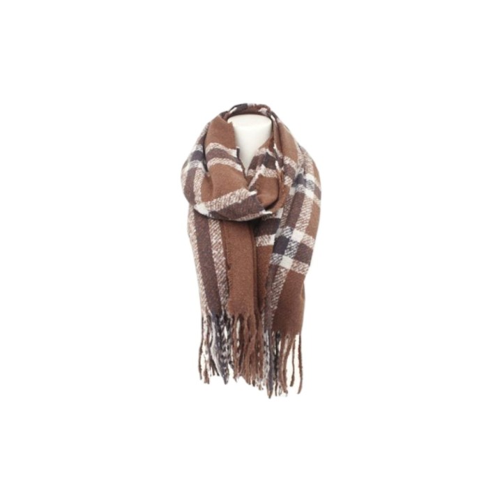 Winter Damen Schal » Winterschal kariert » Cashmera Soft » Damenschal » Fransenschal 180 x 65 cm - Braun