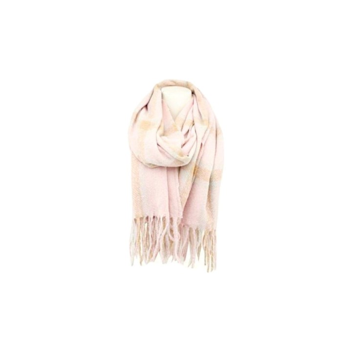 Winter Damen Schal » Winterschal kariert » Cashmera Soft » Damenschal » Fransenschal 180 x 65 cm - Rosa