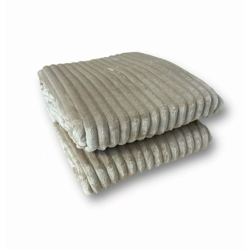 Wohndecke in Cord Optik » Kuscheldecke 150 x 200 cm » Tagesdecke Flanell » Wohndecke 260 g/m² - Taupe