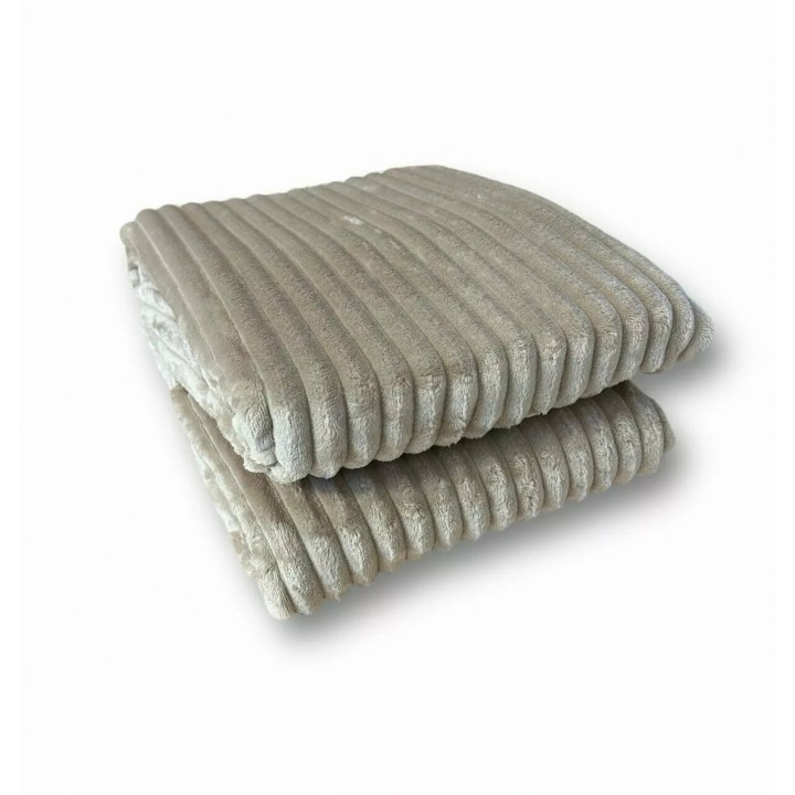 Wohndecke in Cord Optik » Kuscheldecke 150 x 200 cm » Tagesdecke Flanell » Wohndecke 260 g/m² - Taupe