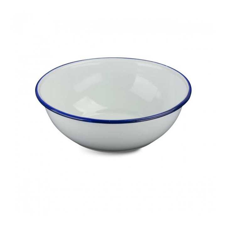 Schüssel Bowl Emaille weiß/blau 15,0cm